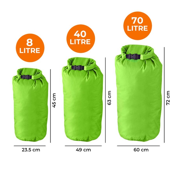 Set of 3 Dry Sacks in Green (Size 58x26.5Cm/ 38x24Cm/ 31x19Cm)