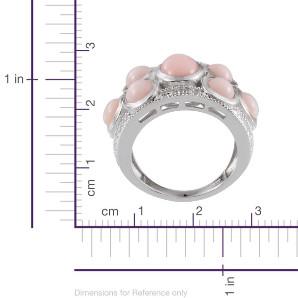 Peruvian Pink Opal (Ovl 0.75 Ct), Diamond Ring in Platinum Overlay Sterling Silver 3.520 Ct.