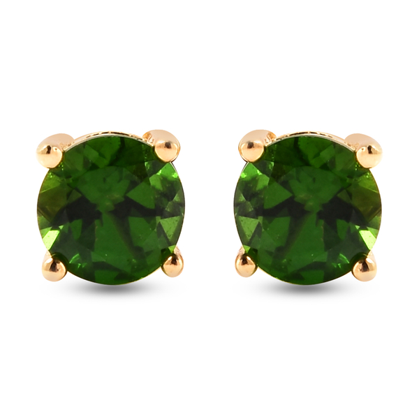 Chrome Diopside Stud Earrings (with Push Back) in Yellow Gold Overlay Sterling Silver