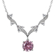 ELANZA Simulated Pink Diamond and Simulated White Diamond Necklace (Size 18) in Rhodium Overlay Ster
