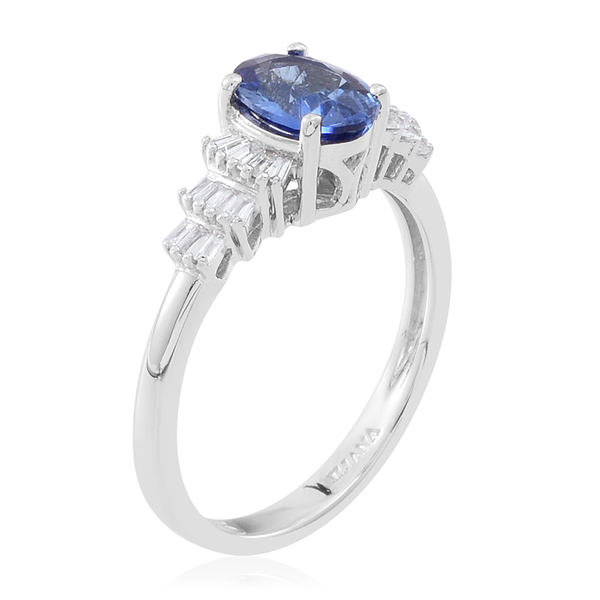 ILIANA 18K W Gold AAA Ceylon Blue Sapphire (Ovl), Diamond Ring 1.000 Ct.
