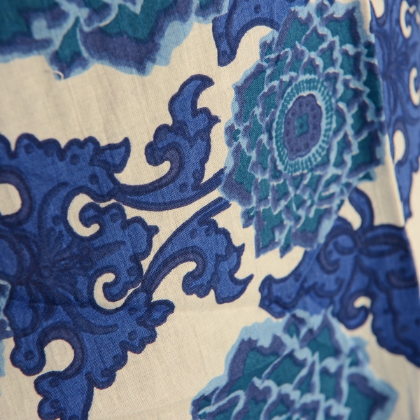 100% Cotton Screen Printed Floral Pattern Long Dress (size14-16) - Blue