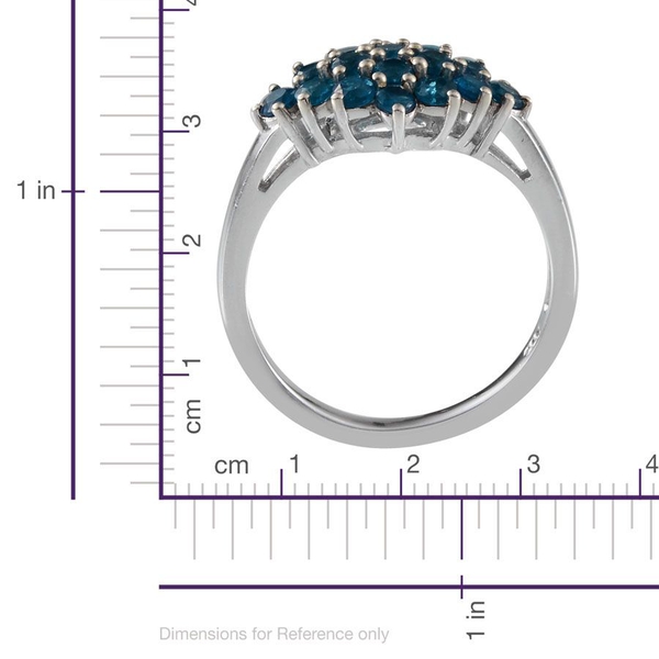 Malgache Neon Apatite (Rnd) Cluster Ring in Platinum Overlay Sterling Silver 1.250 Ct.