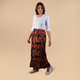 TAMSY 100% Viscose Floral Pattern Skirt (Size 10, 96x74 Cm) - Black & Orange