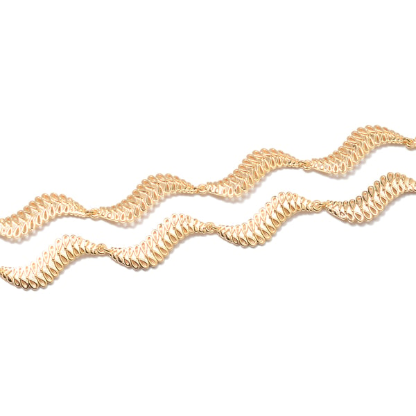 LucyQ Wave Necklace (Size 17 with 3 inch Extender) in Yellow Gold Overlay Sterling Silver
