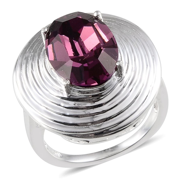 - Amethyst Colour Crystal (Ovl) Solitaire Ring in Sterling Silver 5.500 Ct.
