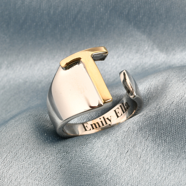 Personalised Engravable initial T Ring