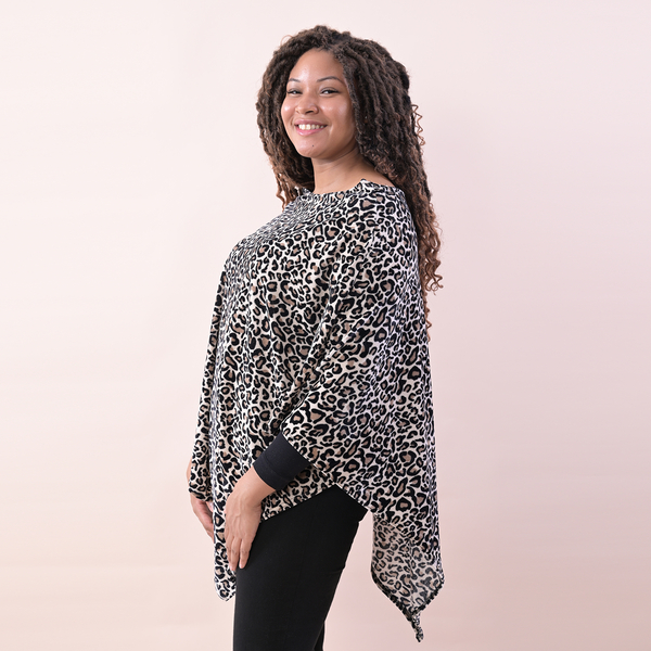 TAMSY Leopard Pattern Poncho (Size 75 Cm) - Brown
