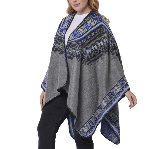 Designer Inspired- Grey Colour National Style Pattern Kimono (Size 132x72 Cm)