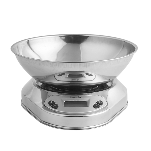Electronic Kitchen Scales with Stainless Steel Mixing Bowl, Timer and Temperature Sensor, Digital We