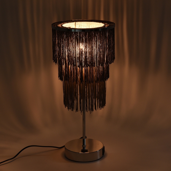 3 Layer Tassel Table Lamp with Two USB Port (H-42 Cm) - Black