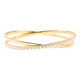 Isabella Liu Collection - Natural White Cambodian Zircon (Rnd) Bangle (Size 7.5) in Yellow Gold Over