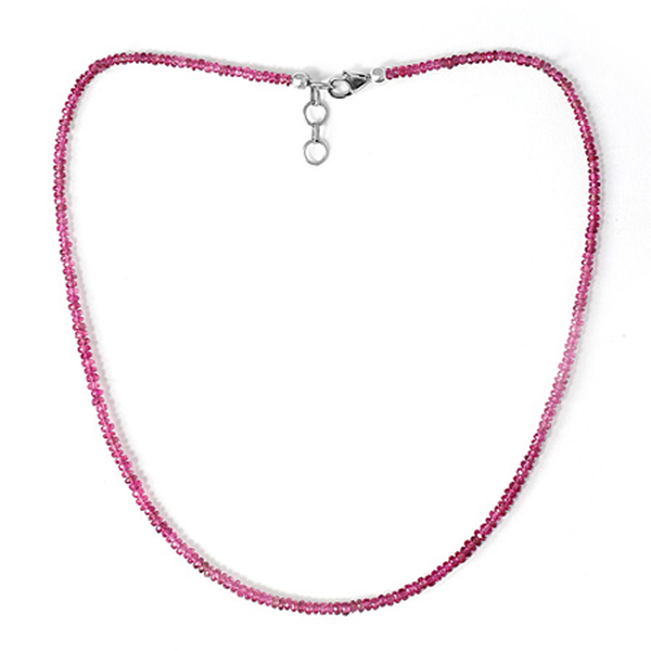 Ouro Fino Rubelite Beads Necklace (Size 16) in Sterling Silver 42.000 Ct.