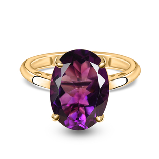 9K Yellow Gold AA Moroccan Amethyst Solitaire Ring.