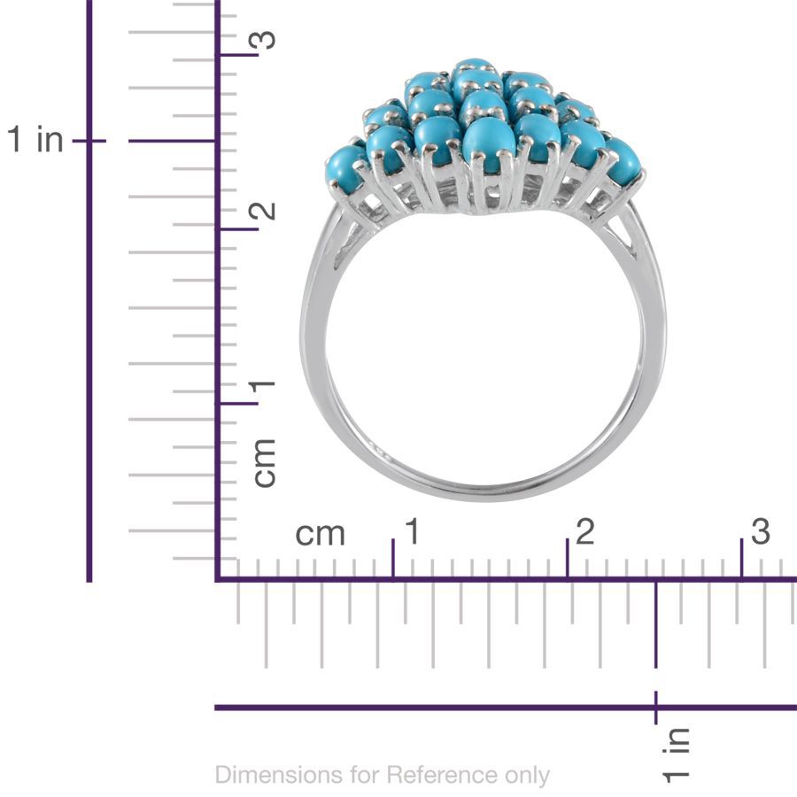 Arizona Sleeping Beauty Turquoise (Ovl) Cluster Ring in Platinum Overlay Sterling Silver 3.500 Ct.