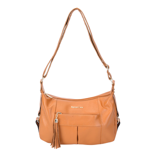 SENCILLEZ 100% Genuine Leather Crossbody Bag with Zipper Closure (Size 29x10x21cm) - Mustard