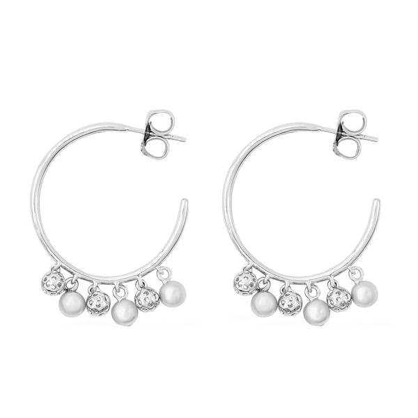 RACHEL GALLEY Bold Lattice Collection - Rhodium Overlay Sterling Silver Dangling Lattice Ball Earrings (with Push Back)