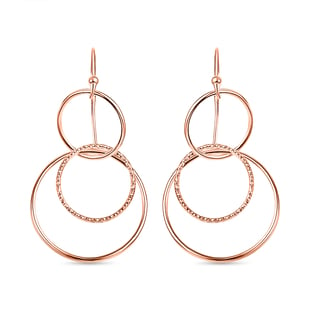 Vegas Close Out - Rose Gold Overlay Sterling Silver Dangling Earrings (With Hook)
