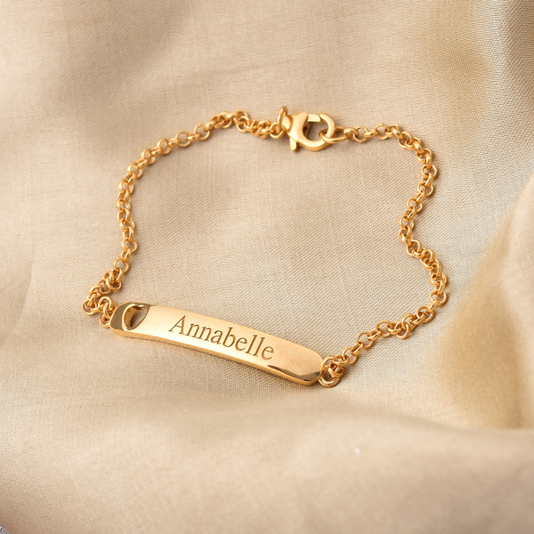 Personalised Engrave Bar Bracelet with Heart in Silver