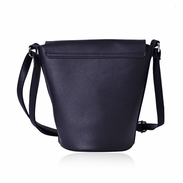 Greenwich Classic Structured Black Colour Messenger Bag with Adjustable Shoulder Strap ( Size 24.5x24x16x16 Cm)