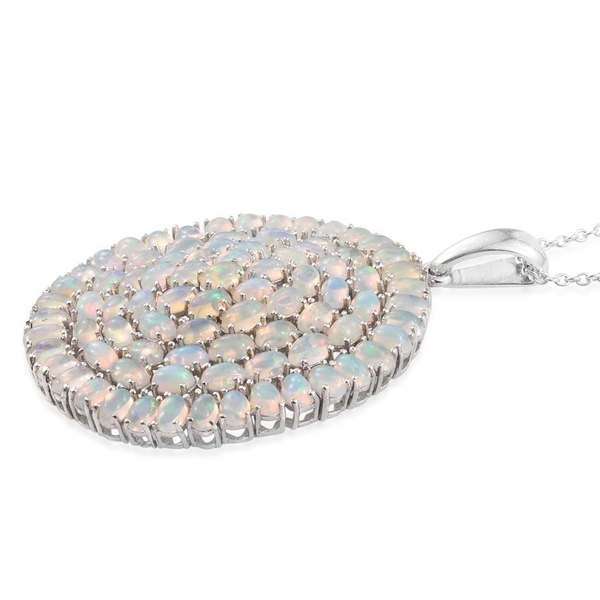 Ethiopian Welo Opal (Ovl) Cluster Pendant With Chain in Platinum Overlay Sterling Silver 12.750 Ct.
