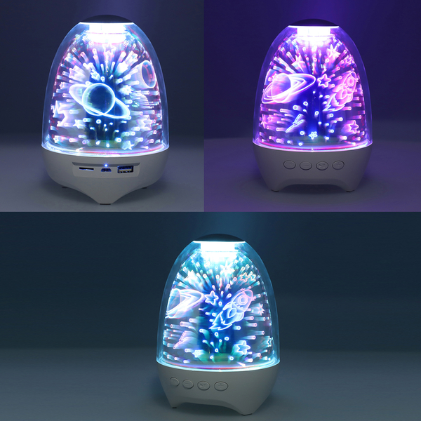 2000mah - 3D LED Light Speaker with USB Cord (Size 15x11Cm) - White