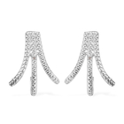 Diamond Dangling Earrings (with Push Back) in Platinum Overlay Sterling Silver
