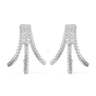 Diamond Earrings (with Push Back) in Platinum Overlay Sterling Silver