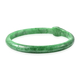 Carved Green Jade and Mozambique Garnet Snake Bangle (Size 7.5) in Rhodium Overlay Sterling Silver 108.85 Ct.