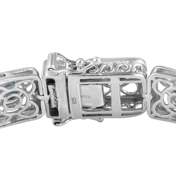 AA Arizona Sleeping Beauty Turquoise Bracelet (Size 7.5) in Platinum Overlay Sterling Silver 4.50 Ct, Silver wt 20.45 Gms