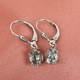 Prasiolite Solitaire Lever Back Earrings in Platinum Overlay Sterling Silver 1.50 Ct.