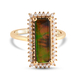AA Canadian Ammolite (Bgt 15x5mm) and Diamond Ring in 14K Gold Overlay Sterling Silver 2.71 Ct.