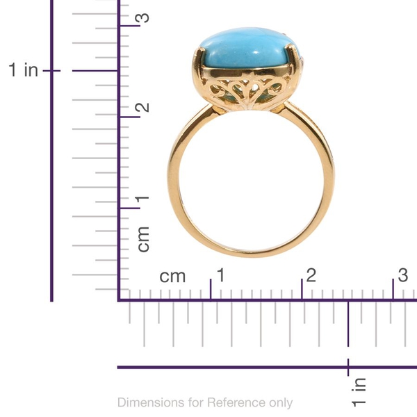 Rare Size Arizona Sleeping Beauty Turquoise (Pear) Ring in 14K Gold Overlay Sterling Silver 10.500 Ct.