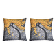 Set of 2 - Floral Tree Pattern Cushion Covers (Size 45 Cm) - Yellow & Coffee