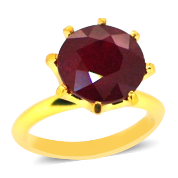 African Ruby (Rnd) Solitaire Ring in 14K Gold Overlay Sterling Silver 15.000 Ct.