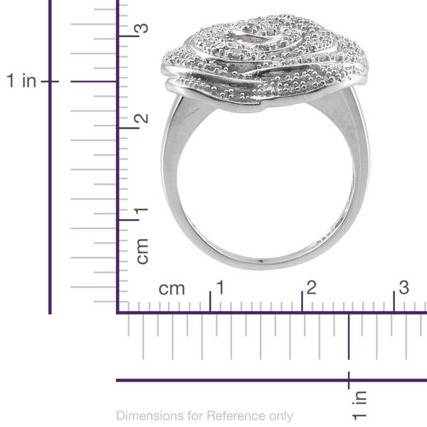 Diamond (Rnd) Floral Ring in Platinum Overlay Sterling Silver 0.500 Ct.