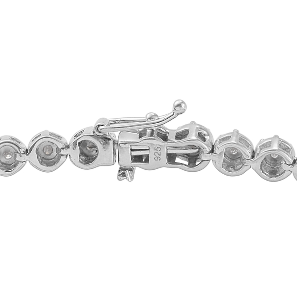 Diamond (Rnd) Tennis Bracelet (Size 7) in Platinum Plated Sterling Silver 0.330 Ct, Silver wt 11.00 Gms