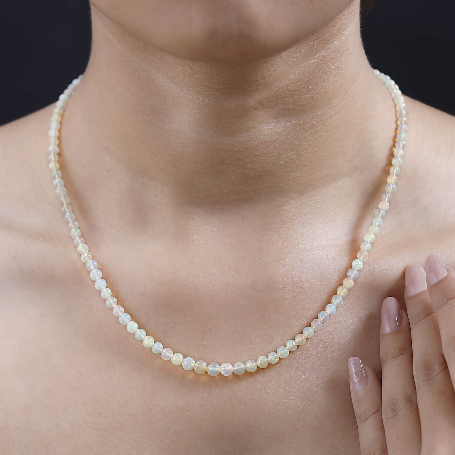 14K Yellow Gold  AAA   Ethiopian Opal  Necklace (Size - 18) 39.23 ct,  Gold Wt. 2.26 Gms  37.780  Ct.