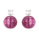 Lustro Stella - Simulated Ruby and Simulated Diamond Disco Ball Earrings (with Push Back) in Rhodium
