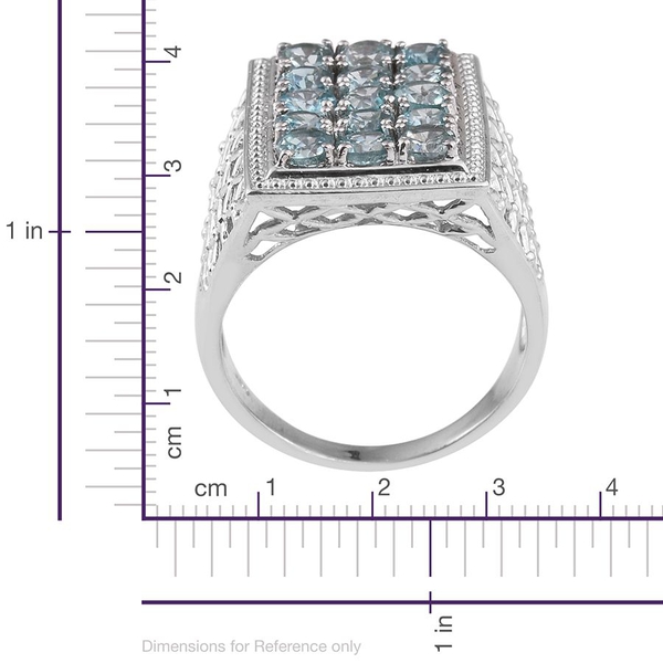 Ratanakiri Blue Zircon (Rnd) Ring in Platinum Overlay Sterling Silver 5.250 Ct.