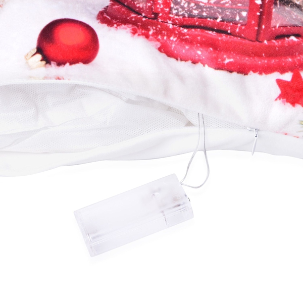 White, Red and Multi Colour Christmas Lantern Theme LED Cushion (Size 40X40 Cm)