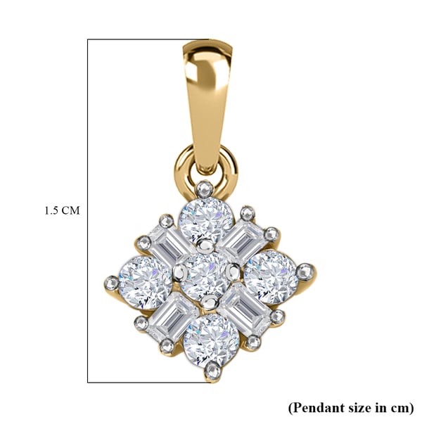 9K Yellow Gold and SGL Certified White Diamond (I3/ G-H) Pendant 0.19 Ct.