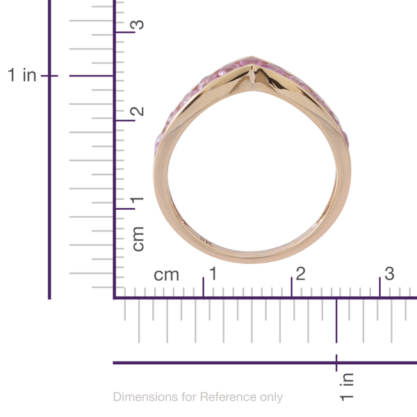 9K Yellow Gold AAA Pink Sapphire (Rnd) Wishbone Ring 1.250 Ct.