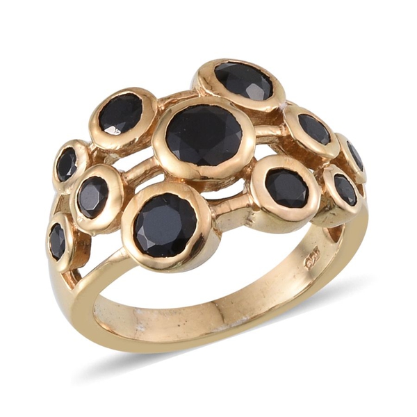 Boi Ploi Black Spinel (Rnd 0.50 Ct) Ring in 14K Gold Overlay Sterling Silver 2.150 Ct.