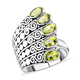 Sajen Silver CULTURAL FLAIR Collection - Hebei Peridot Enamelled Ring in Rhodium Overlay Sterling Silver 2.25 ct, Silver wt 8.60 Gms