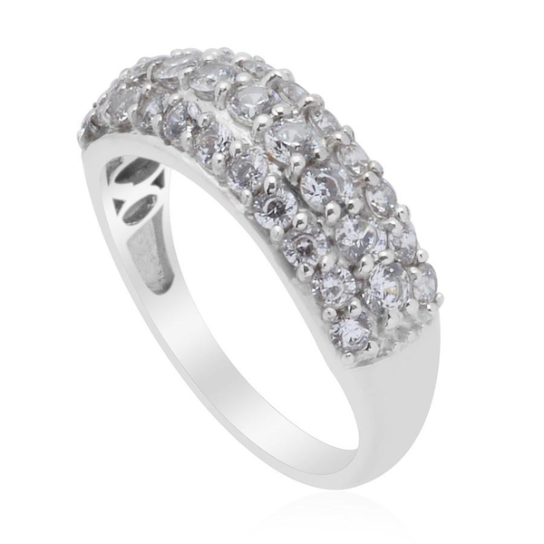 Lustro Stella - Platinum Overlay Sterling Silver (Rnd) Ring Made with Finest CZ  1.200 Ct.