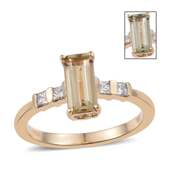 ILIANA 18K Yellow Gold AAA Turkizite (Octagon 1.00 Ct), Diamond (SI G-H) Ring 1.205 Ct.