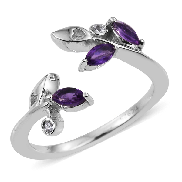 Kimberley Wild At Heart Collection Amethyst (Mrq), Natural Cambodian Zircon Ring in Platinum Overlay