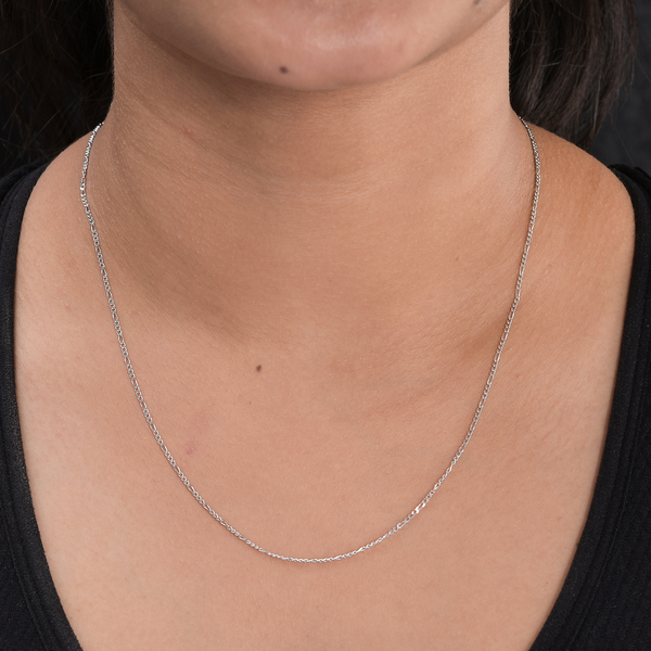 One Time Close Out Deal - Italian Made Platinum Overlay Sterling Silver Adjustable Necklace (Size - 24) with Lobster Clasp