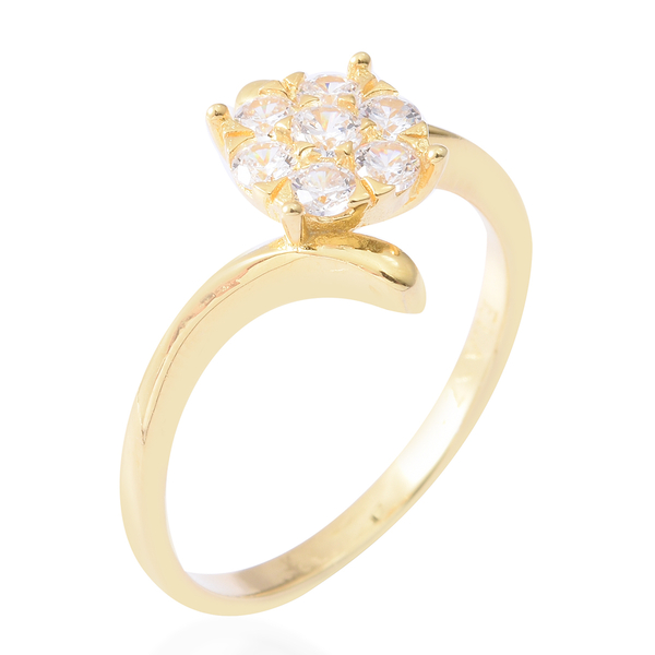 ELANZA Simulated Diamond (Rnd) Floral Ring in Yellow Gold Overlay Sterling Silver 2.16 Ct.